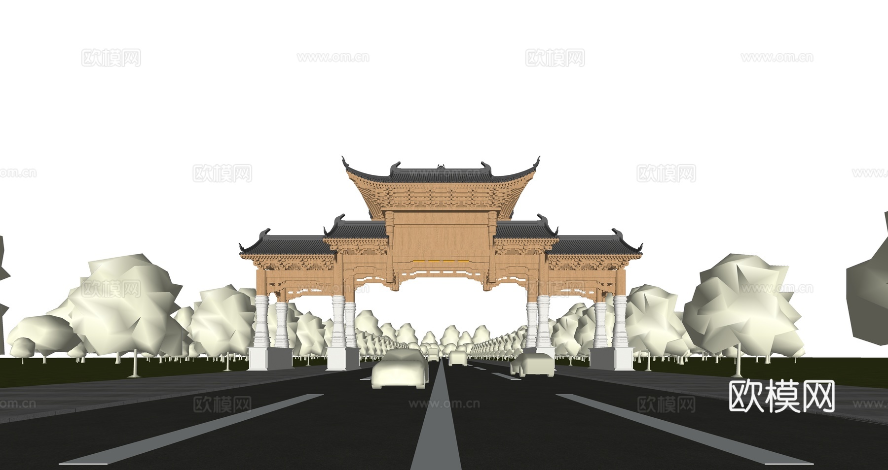 牌坊  公园入口su模型