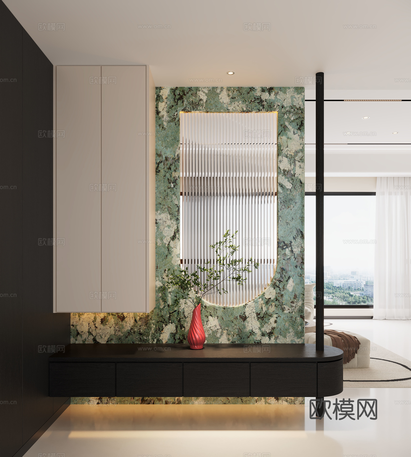 现代入户玄关 装饰玄关 玄关背景 玄关隔断 玄关装饰柜su模型