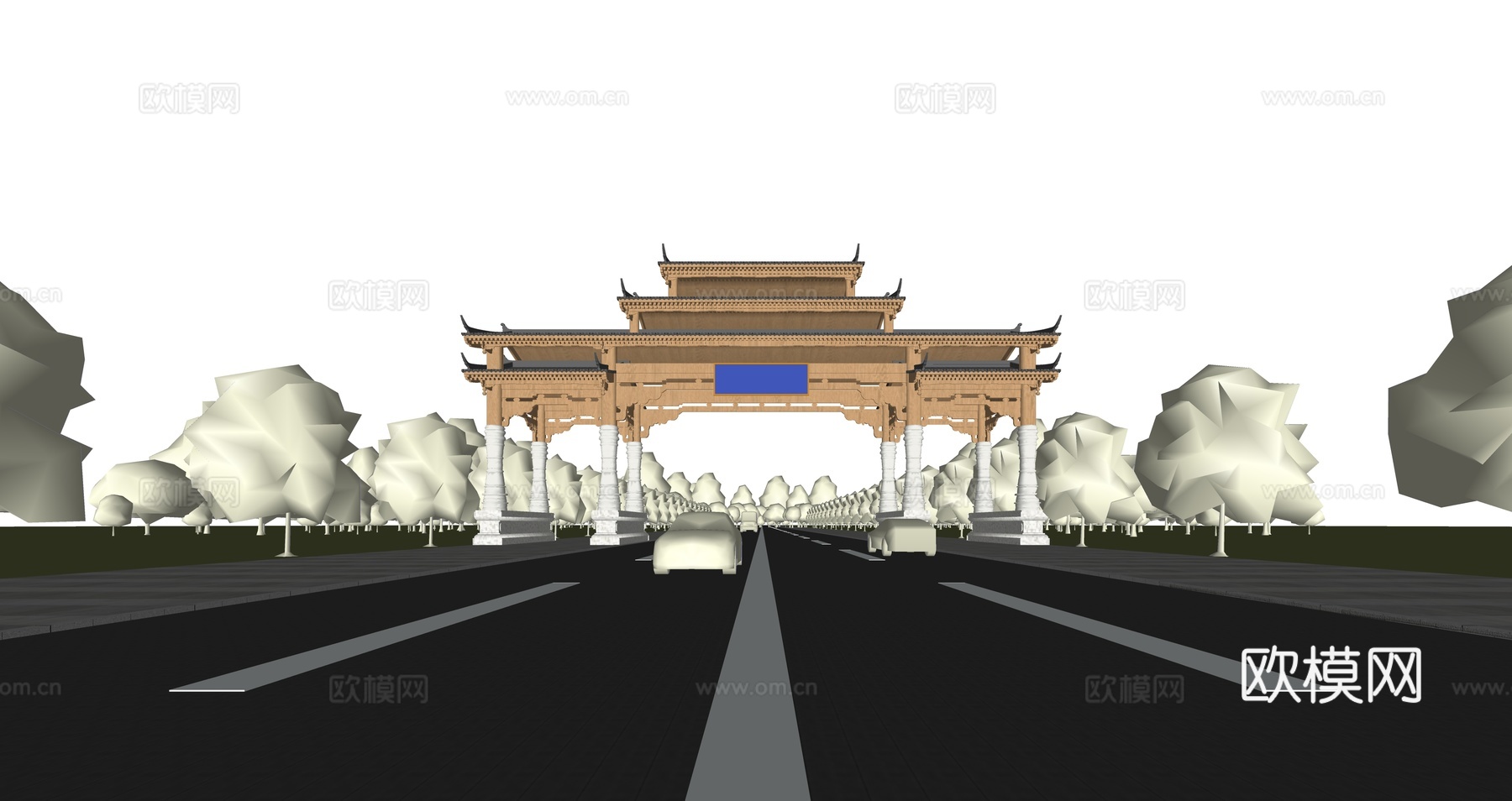 牌坊  公园入口su模型