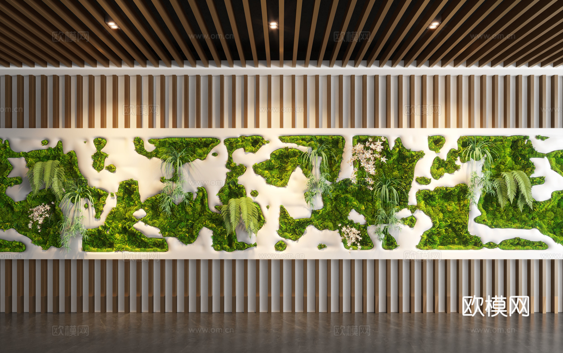 现代室内景观 景观小品 植物造景 植物墙 景观植物su模型