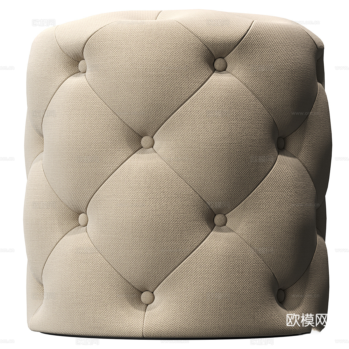 美式简约簇绒软垫装饰凳3d模型下载（渲染图6）