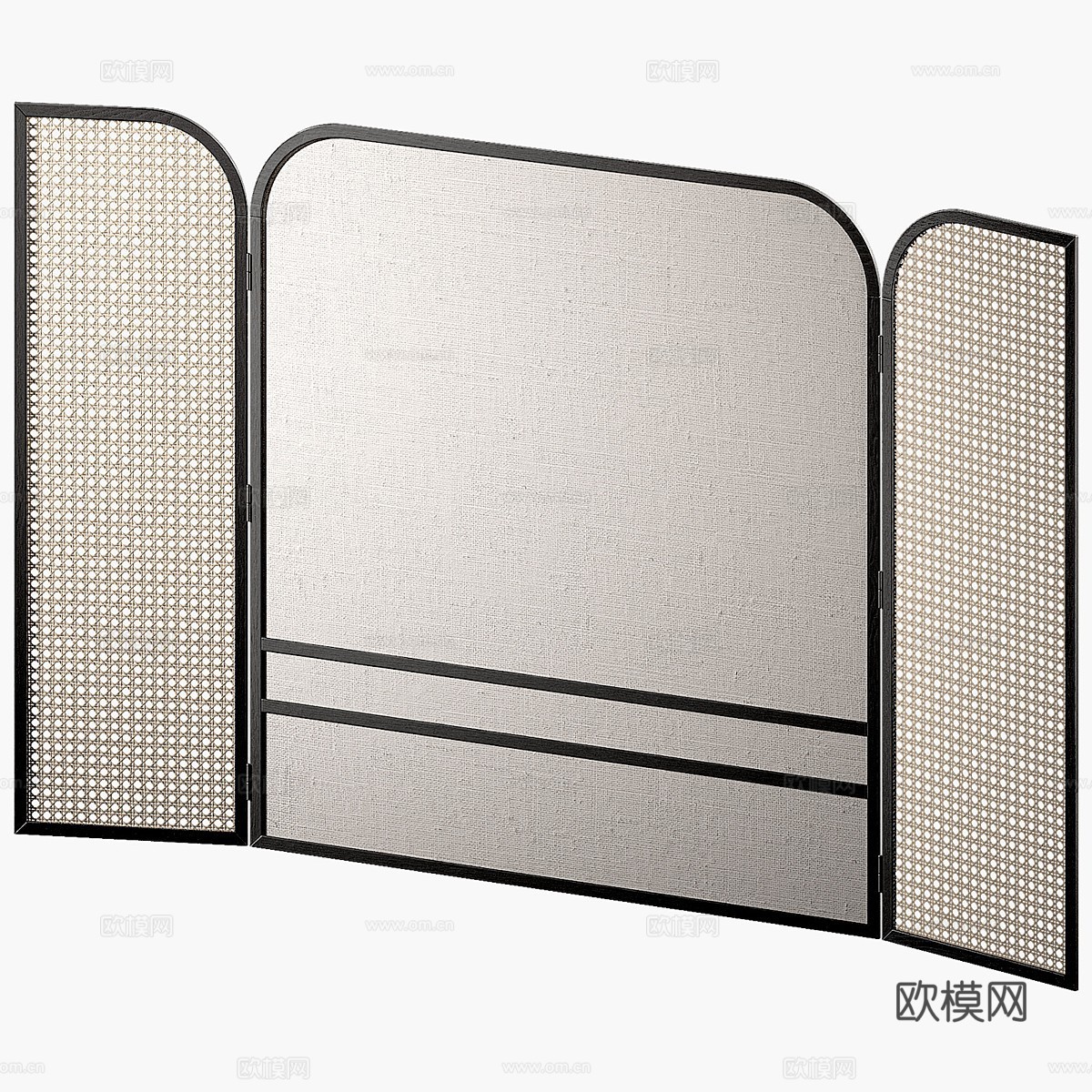 新中式装饰屏风隔断3d模型下载（渲染图4）