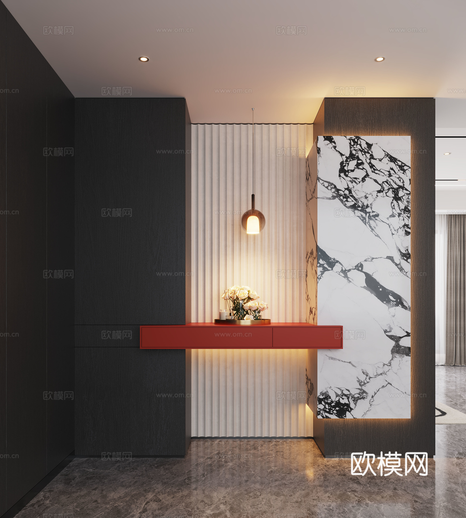 现代入户玄关 装饰玄关 玄关背景 玄关隔断 玄关装饰柜su模型