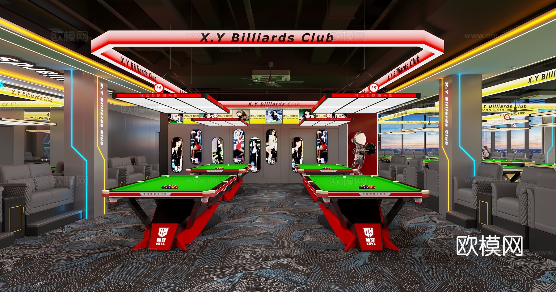 台球厅3d模型下载（渲染图1）