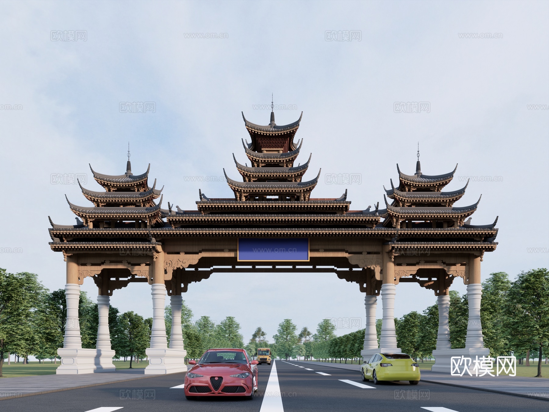 牌坊  公园入口su模型