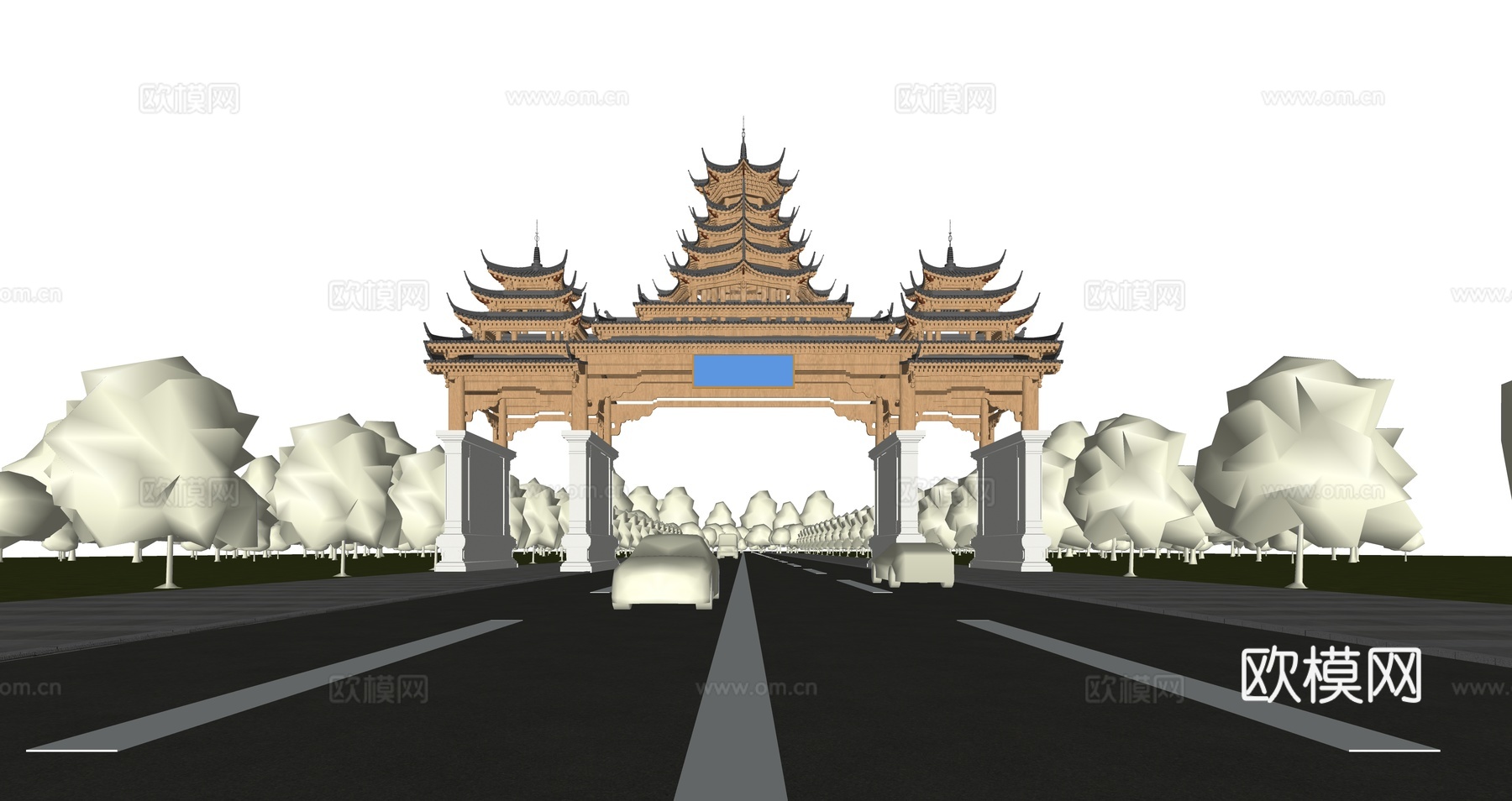 牌坊  公园入口su模型