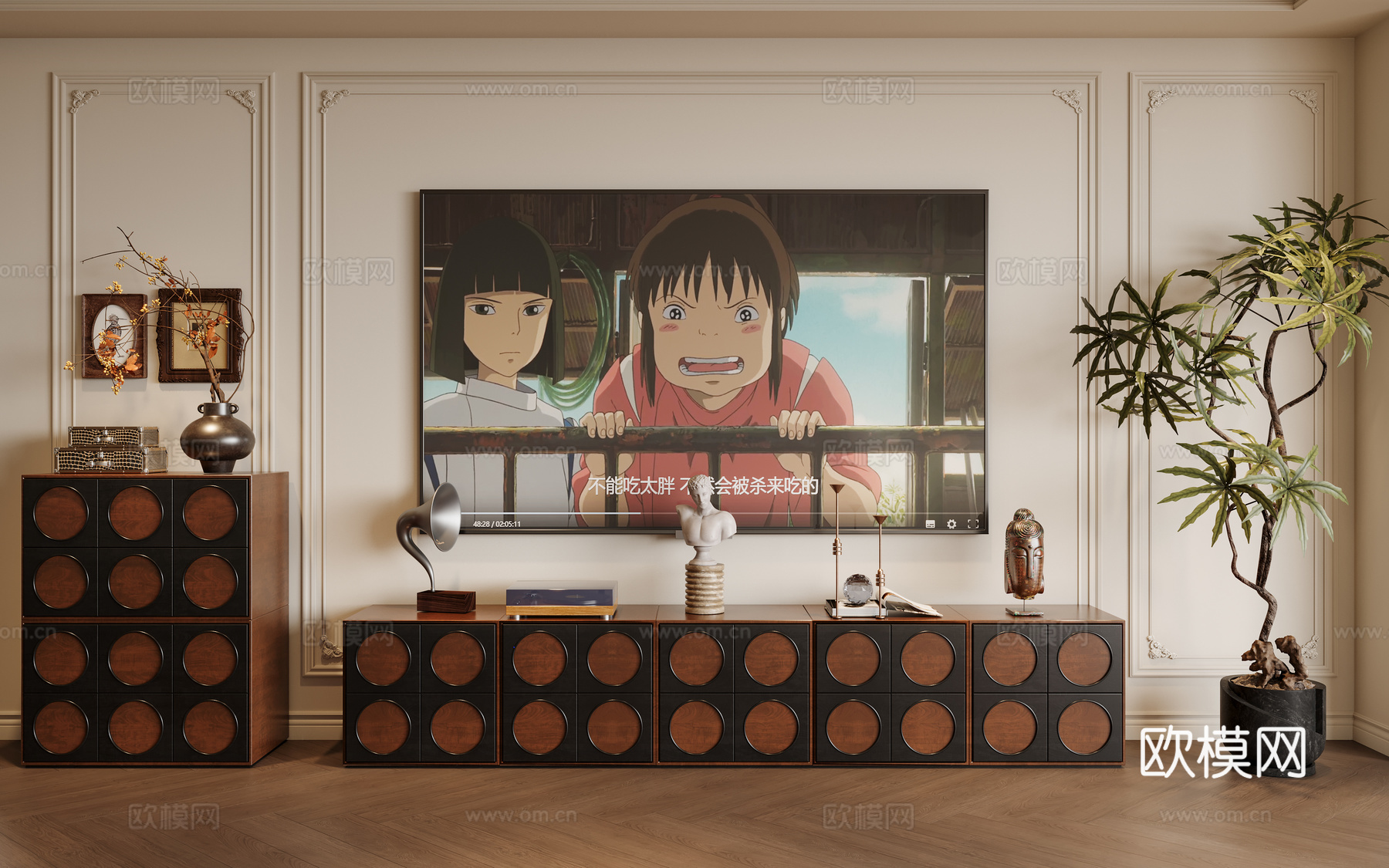 中古风电视柜3d模型下载