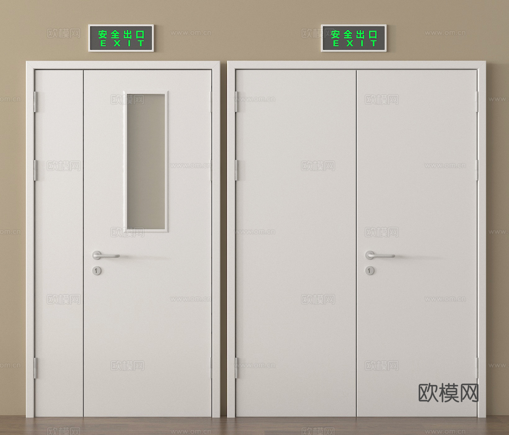 现代消防门 防火门 安全出口su模型