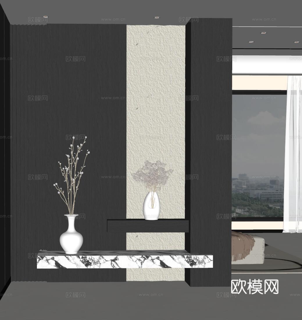 现代入户玄关 装饰玄关 玄关背景 玄关隔断 玄关装饰柜su模型