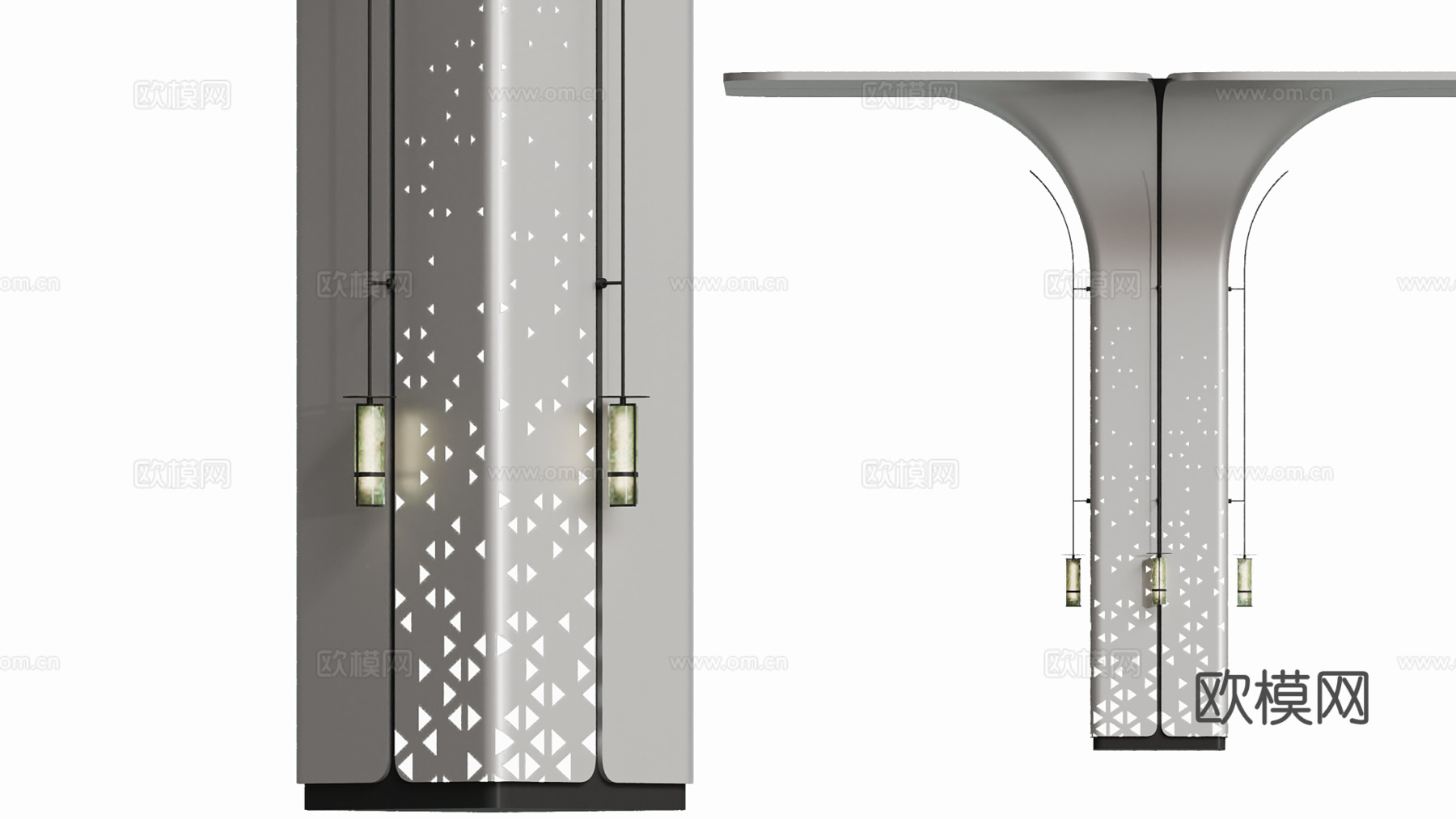 现代商场酒店装饰柱子3d模型下载（渲染图2）