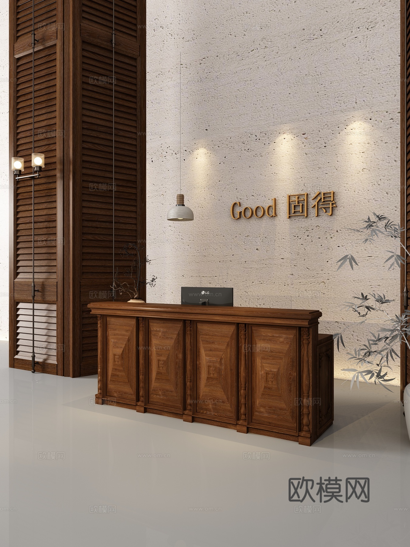 中古风吧台3d模型下载（渲染图3）