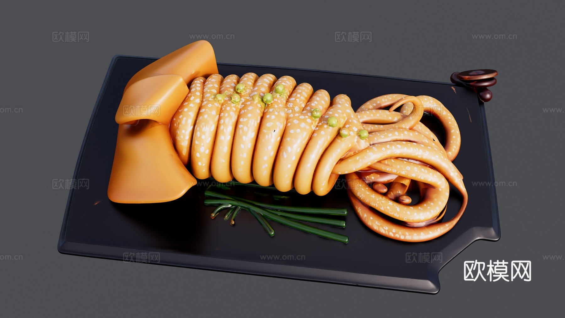 一盘美味的鱿鱼盛宴su模型