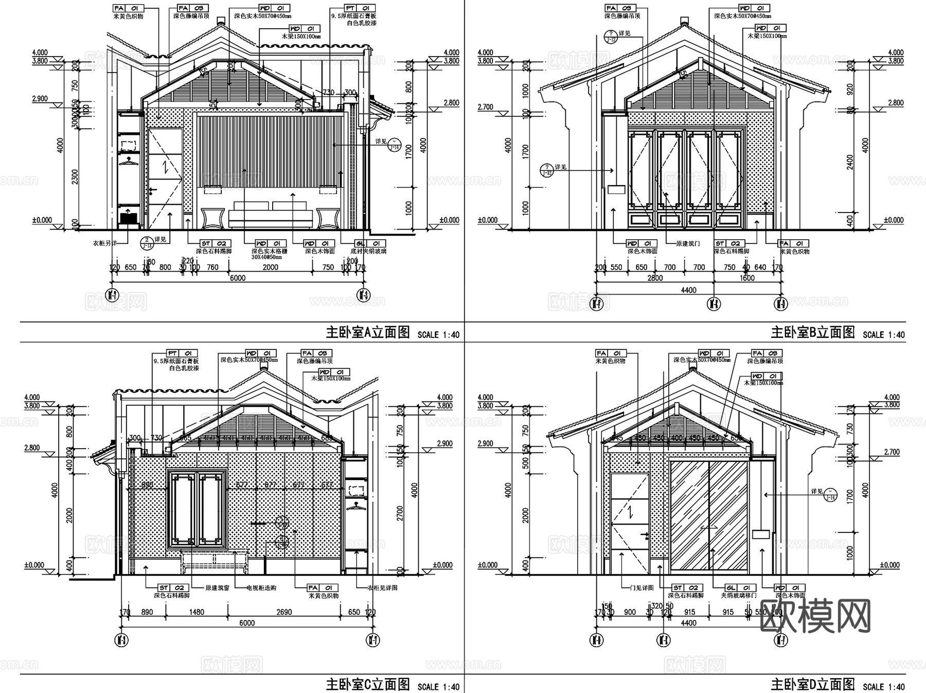 绿城安吉桃花源别墅室内装饰CAD施工图全套cad施工图