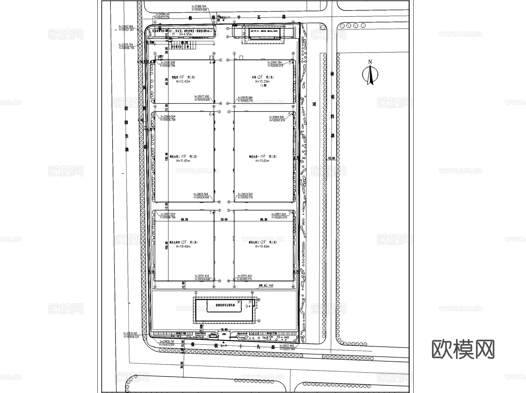 南通中农物流园农产品冷库建筑CAD施工图全套cad施工图
