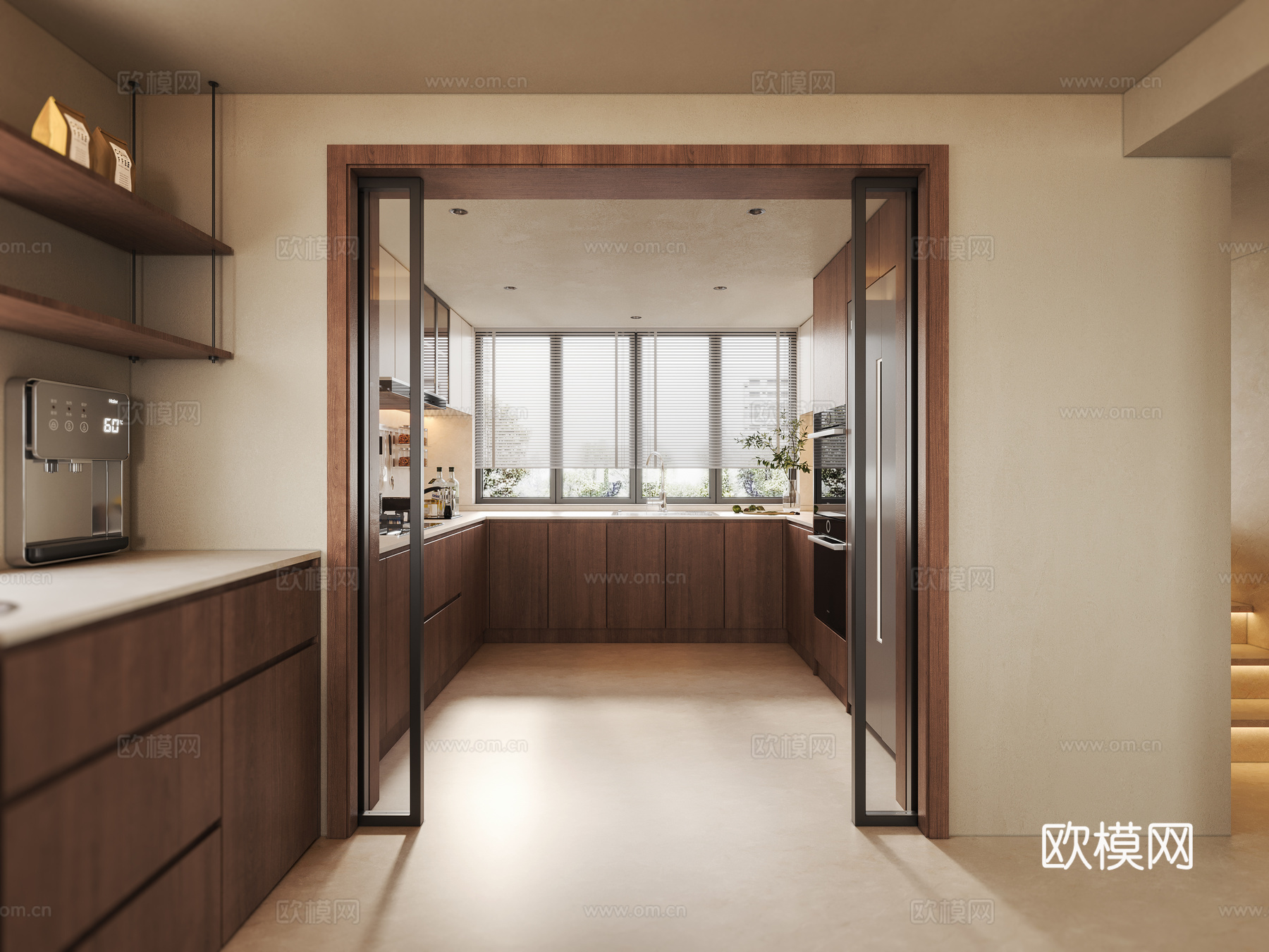 现代中古风餐厅su模型