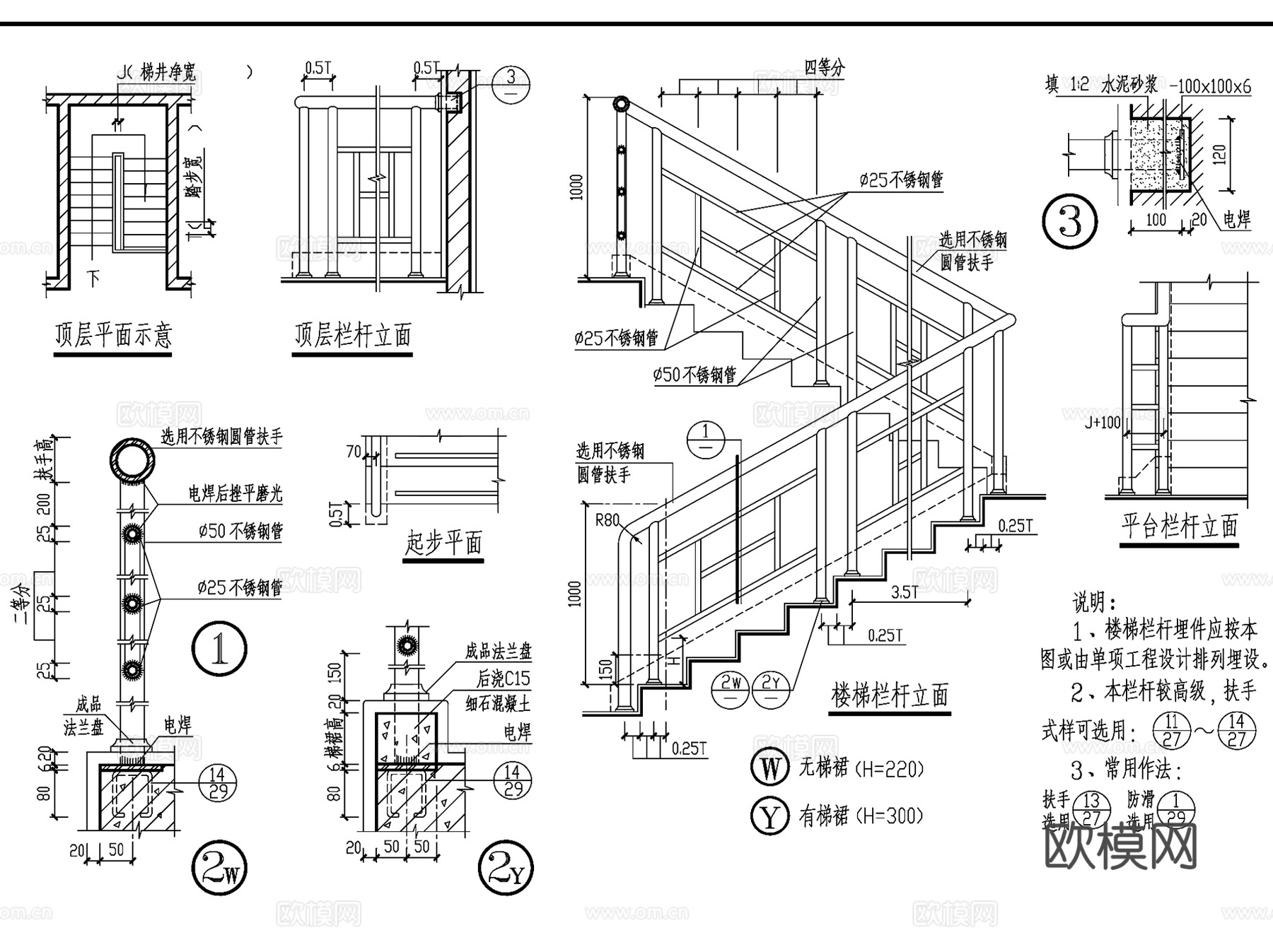 楼梯大样详图CAD施工图集 10套cad施工图