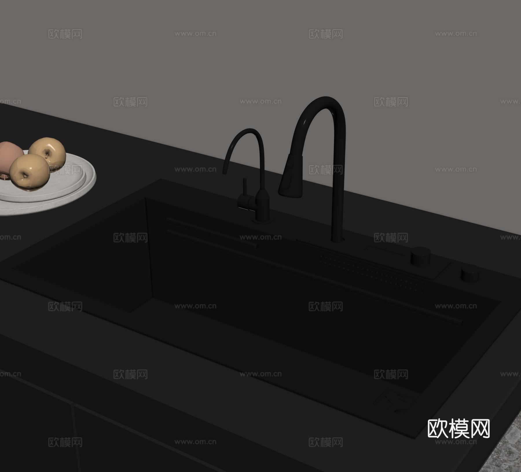 现代水槽 不锈钢水槽 洗菜池 水龙头su模型