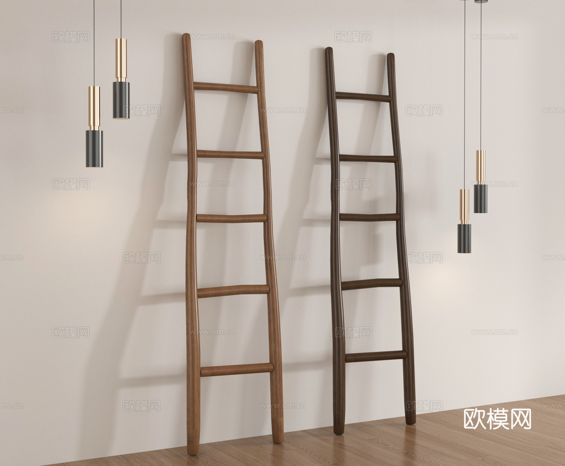 现代工具 梯子 爬梯 木梯su模型