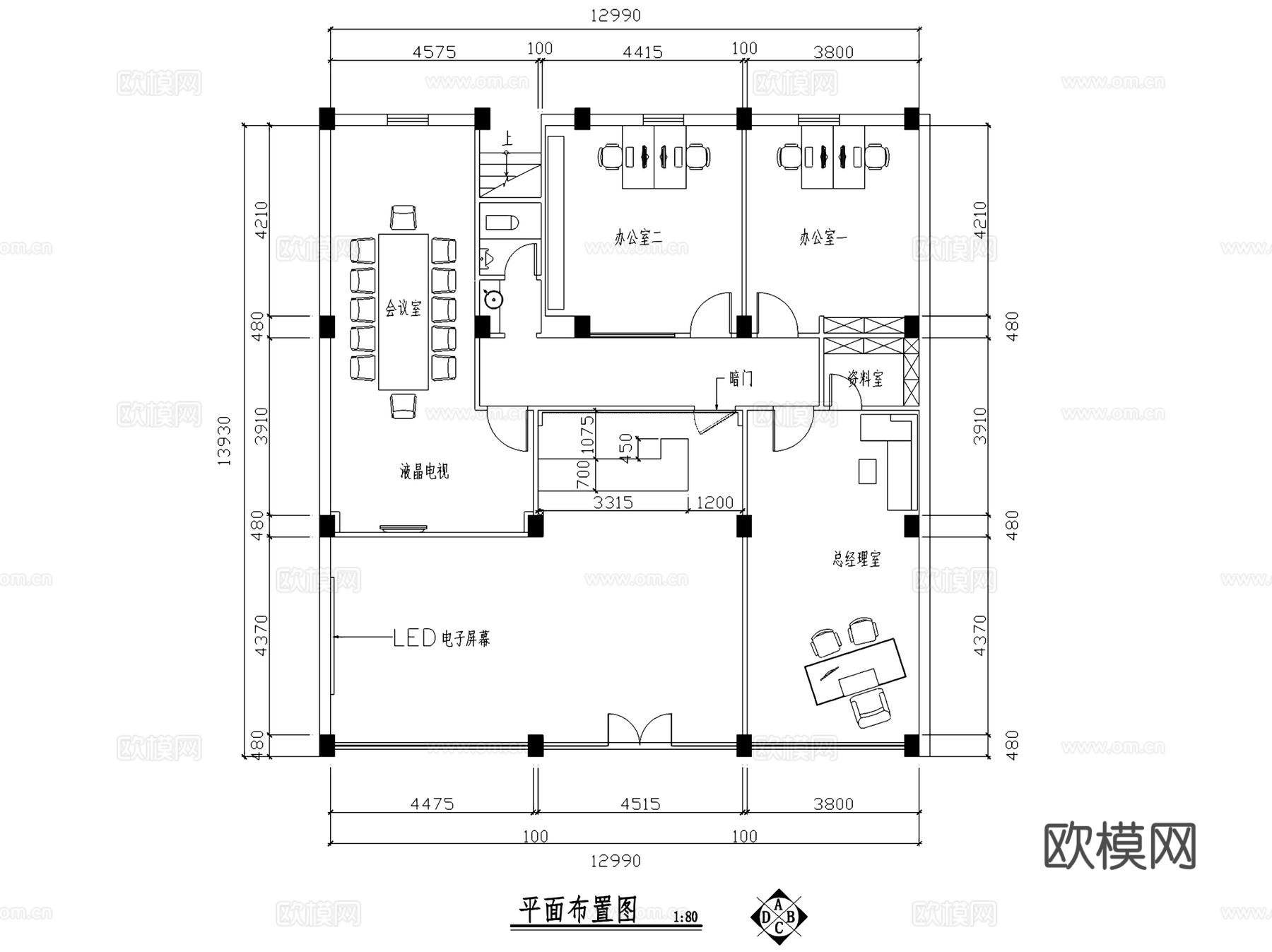 宁海县土林地银行室内装饰CAD施工图全套cad施工图