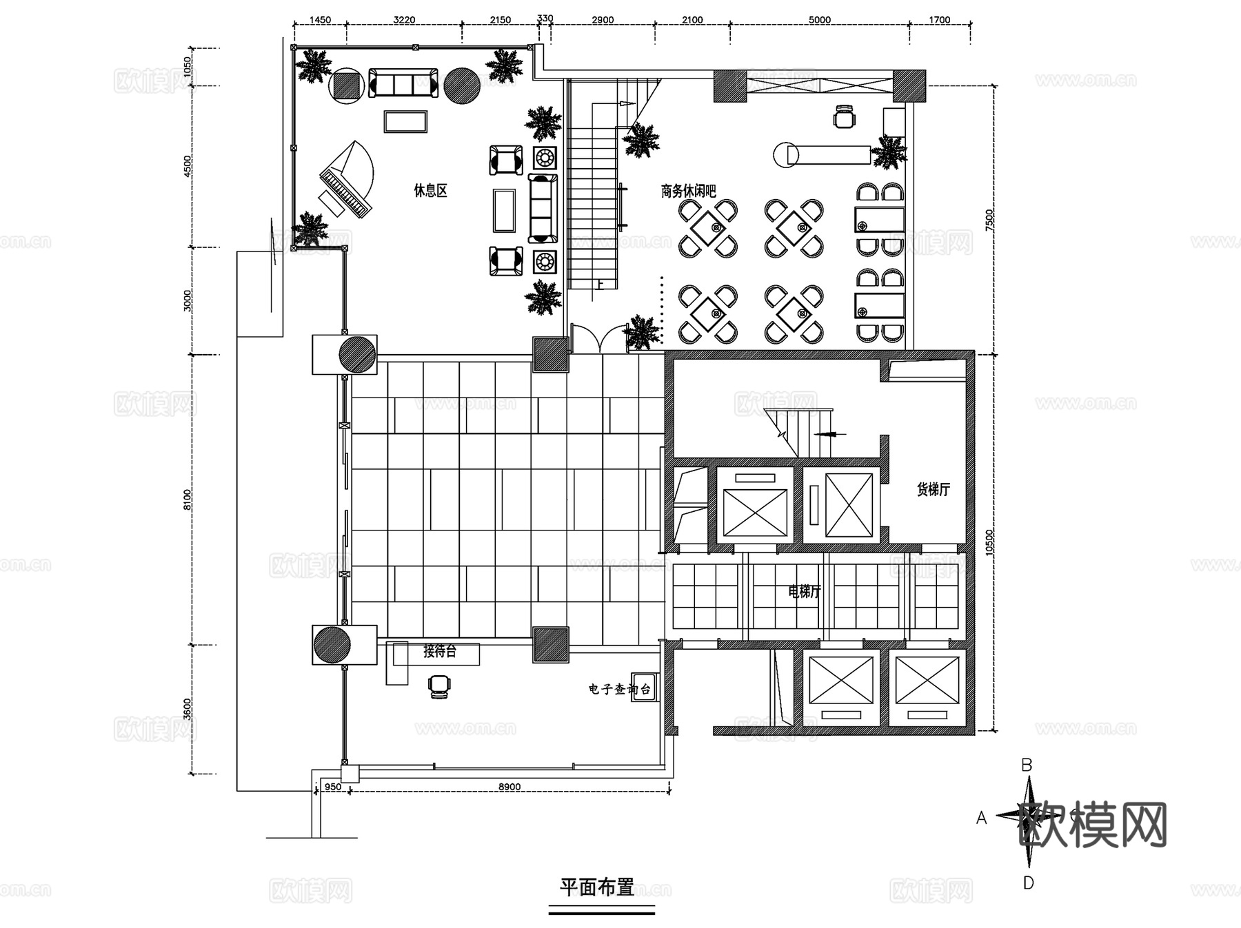 前台服务接待台大堂室内装饰CAD施工图集 6套cad施工图