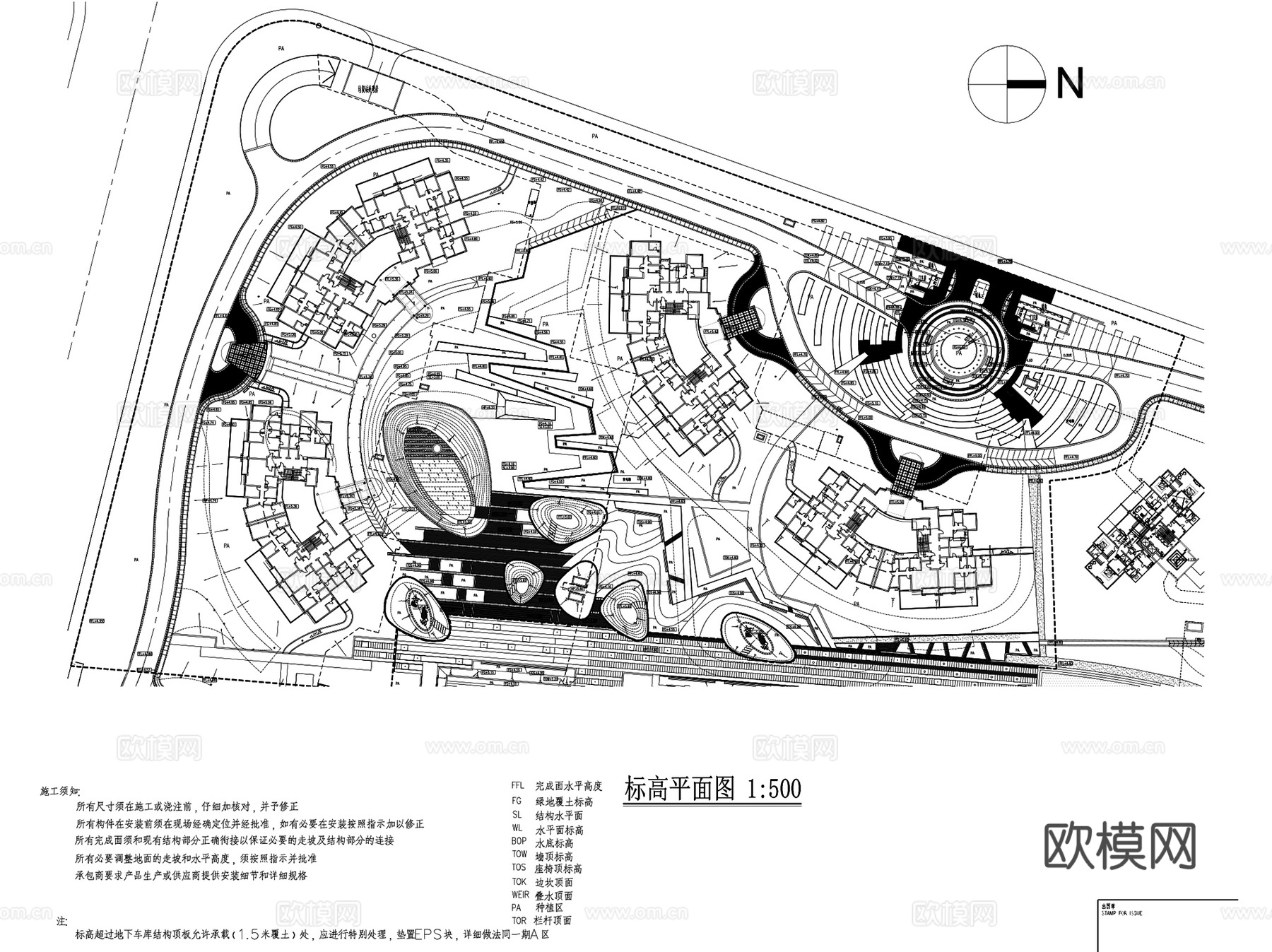 上海仁恒河滨花园大区景观CAD施工图合集 完整套图cad施工图