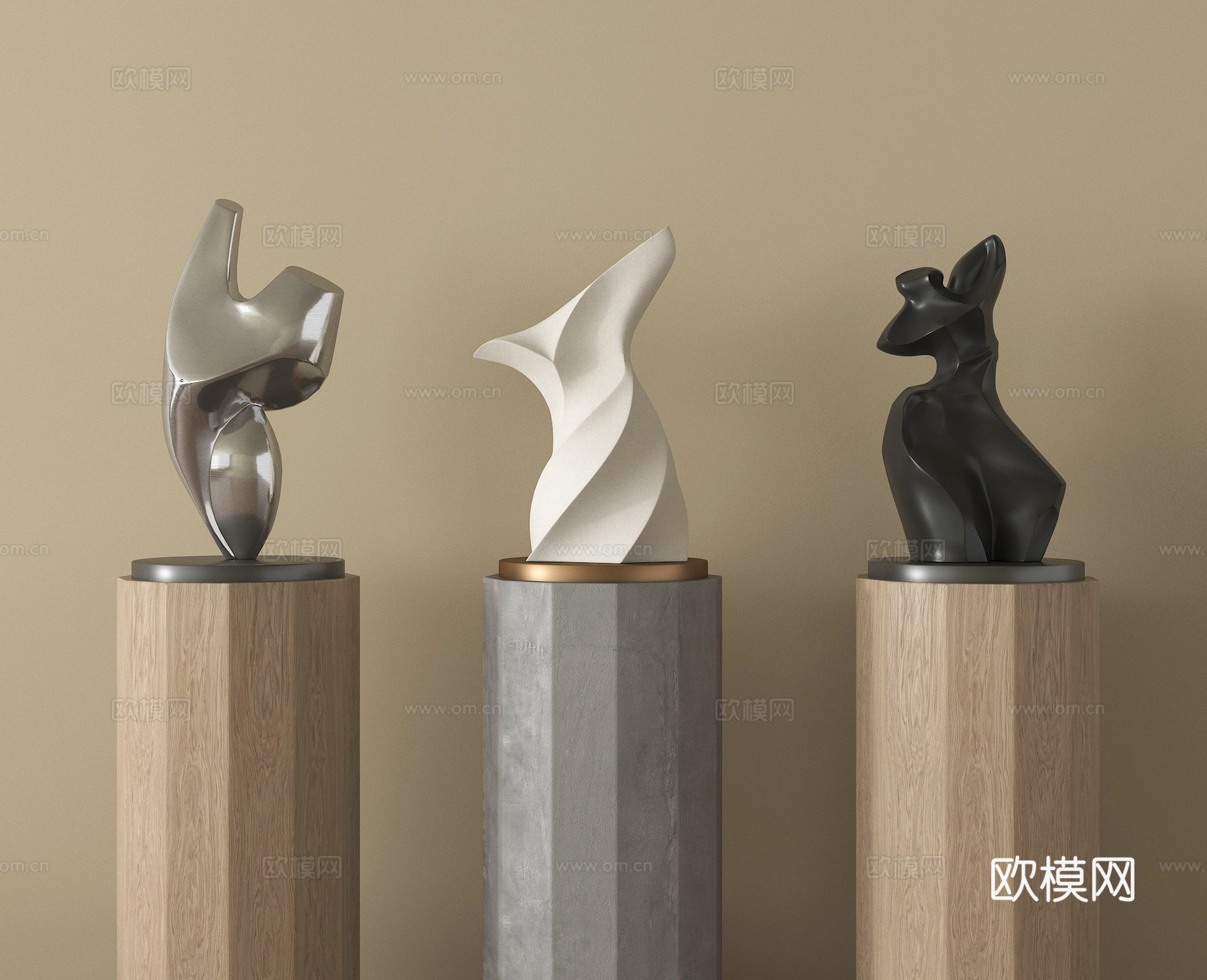 现代雕塑摆件 抽象雕塑su模型