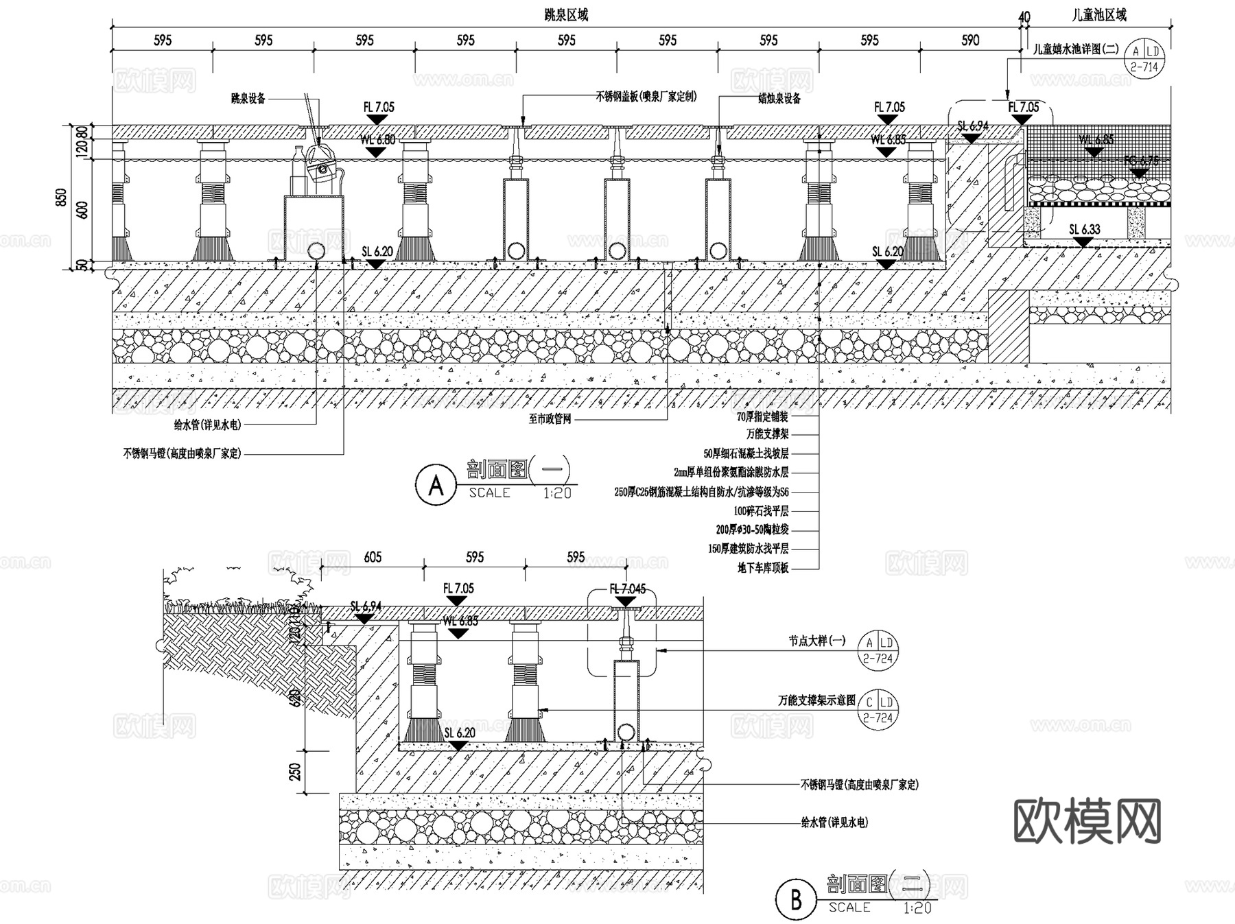 绿城地产休闲水景景观CAD施工详图集 20套cad施工图