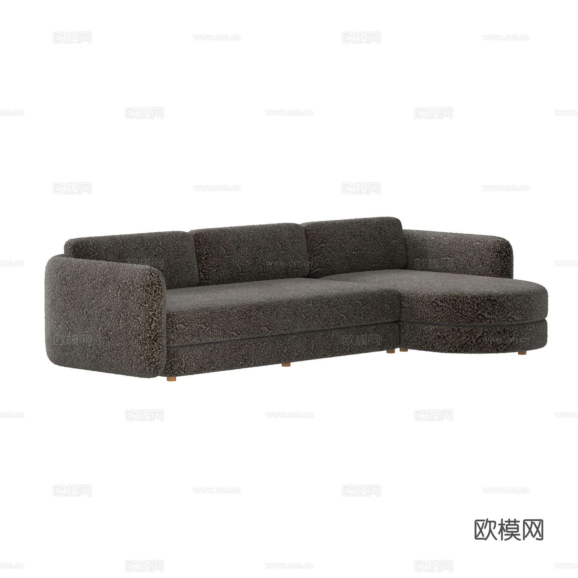 现代意式布艺组合转角沙发3d模型下载（渲染图4）