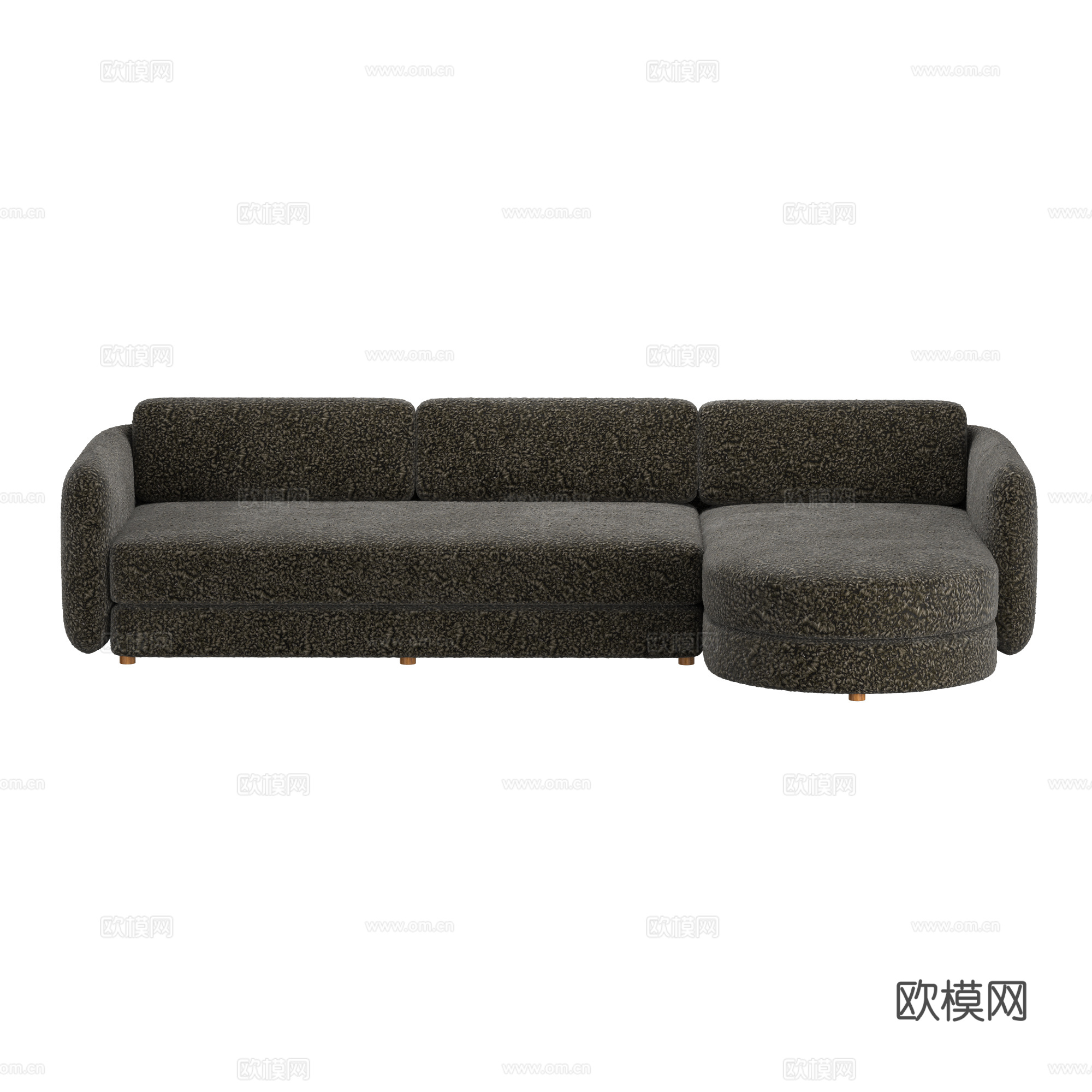 现代意式布艺组合转角沙发3d模型下载（渲染图2）