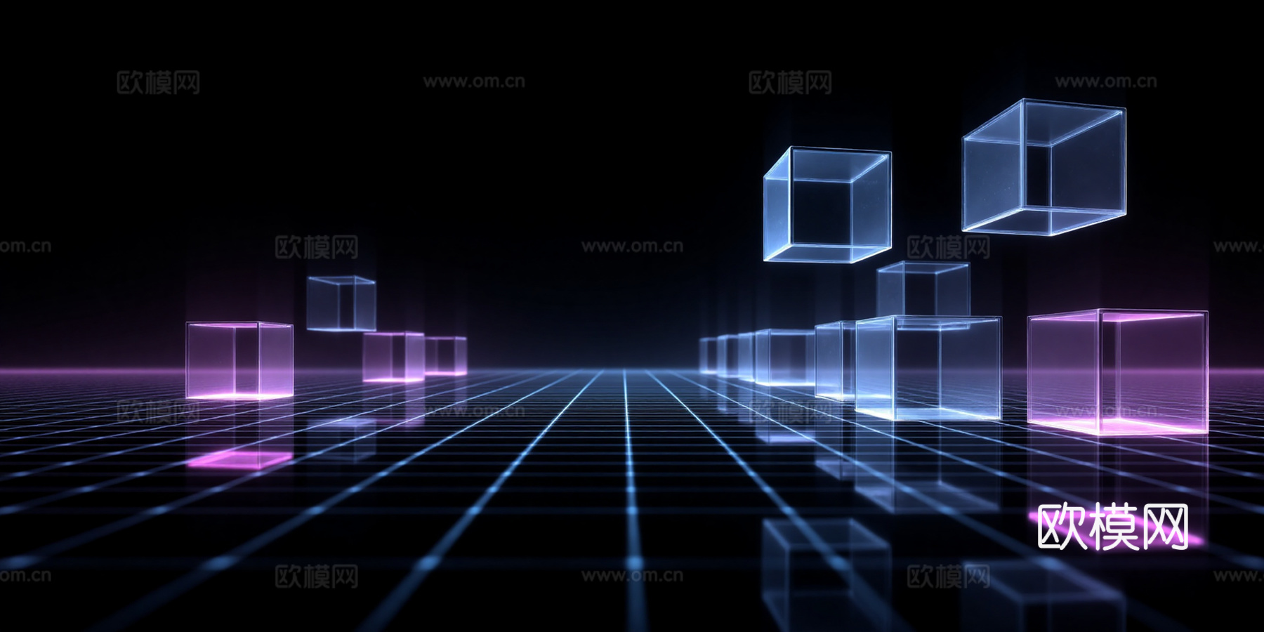 透明玻璃 三维空间 科技线条