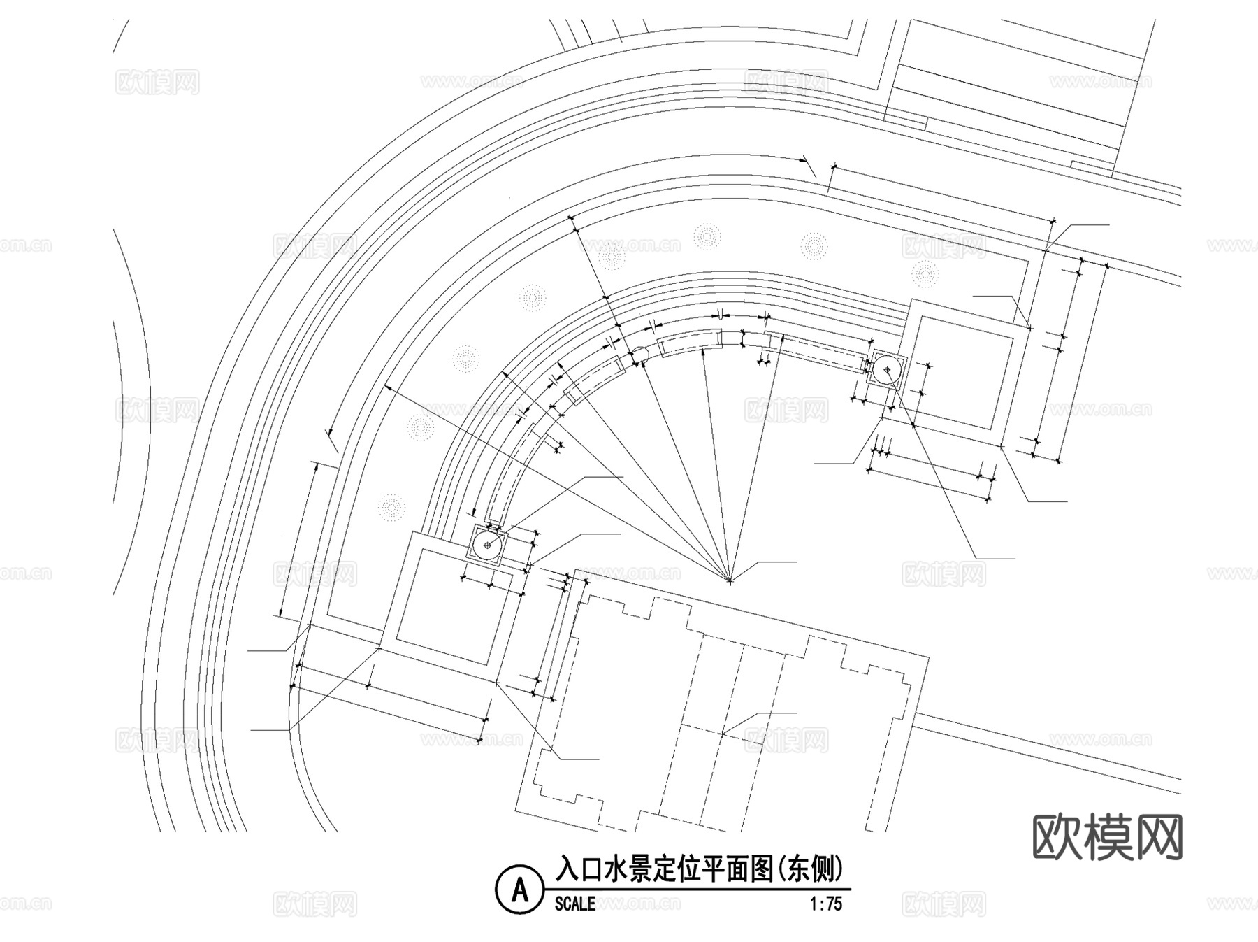 欧式叠水景墙水景景观CAD施工图详图集cad施工图