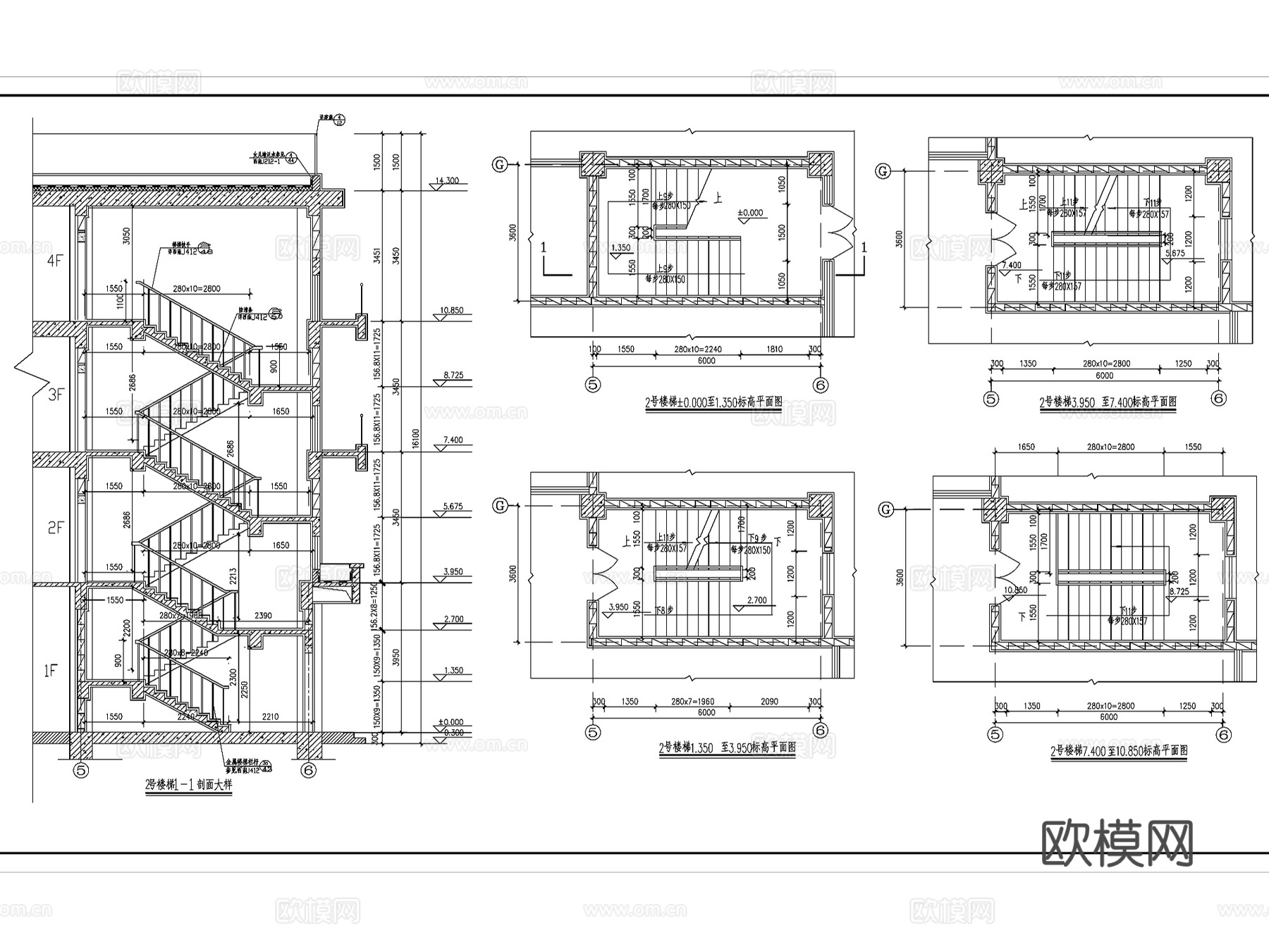 楼梯电梯井核心筒建筑CAD施工详图集 95套cad施工图