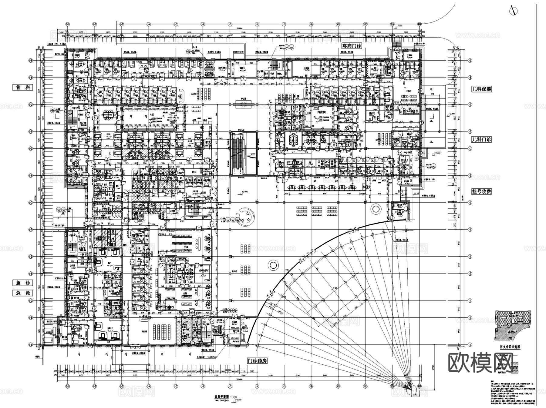 泸州市中医院城南医院建筑CAD施工图全套cad施工图