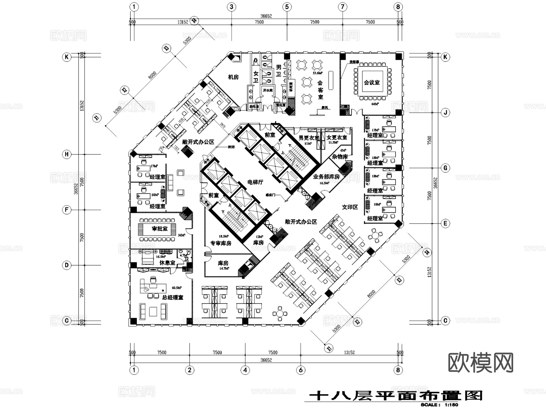 青岛华夏银行室内装饰CAD施工图全套cad施工图