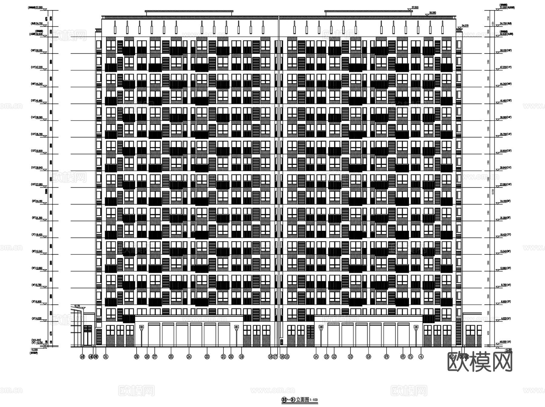 绿地成都派克公馆住宅建筑立面材料控制CAD施工图全套cad施工图
