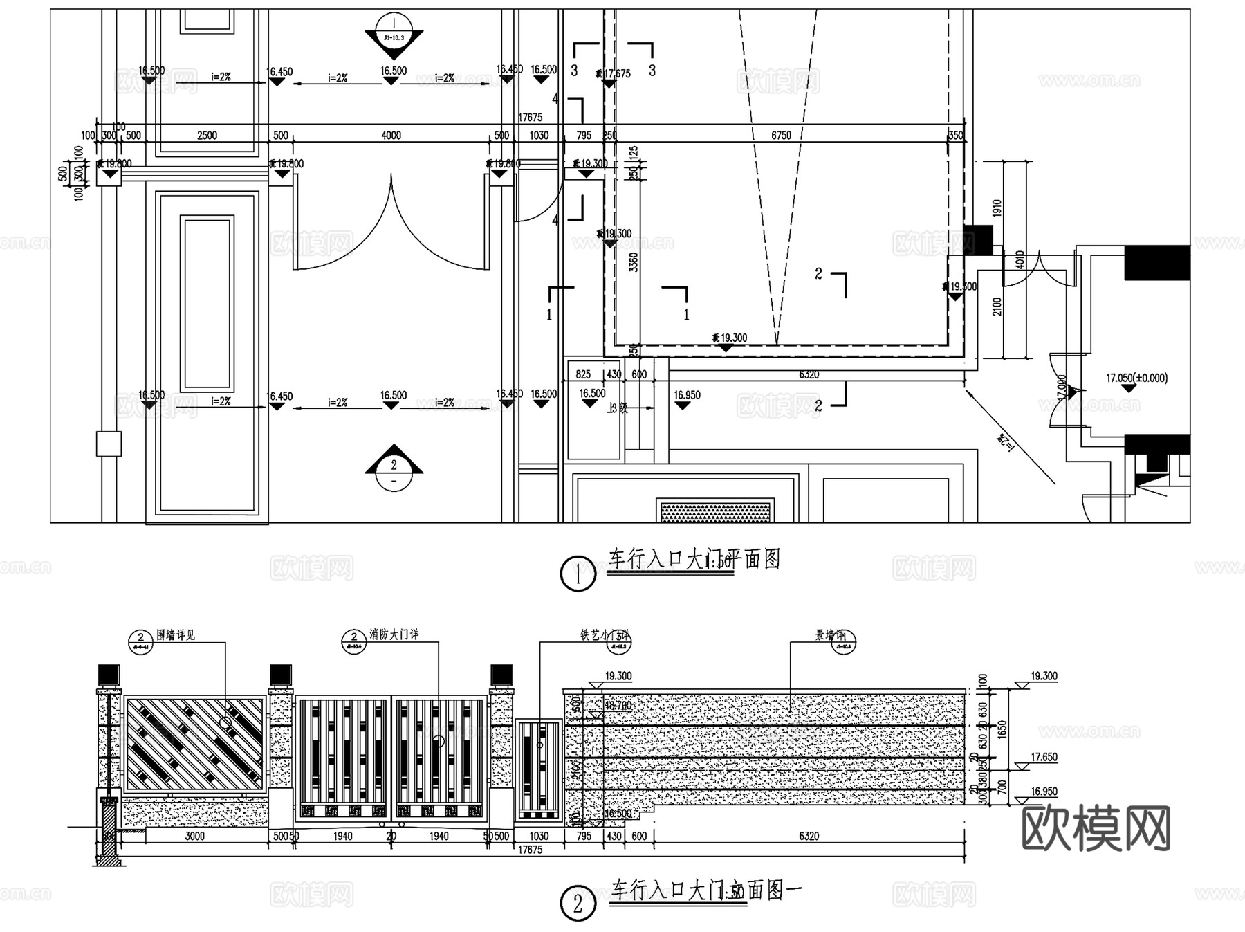 入口大门铁门木门消防门门禁景观CAD施工图集 8套cad施工图