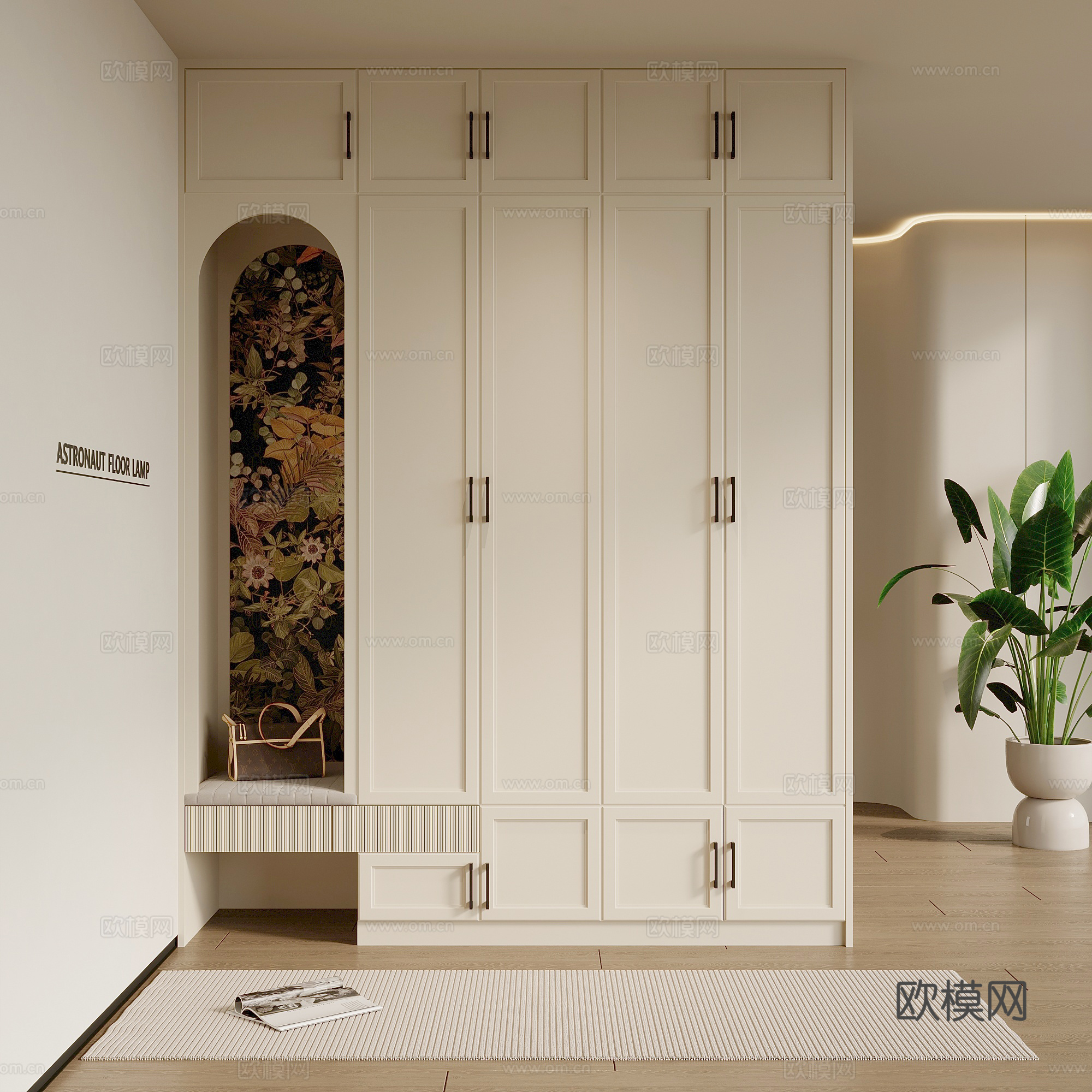 现代奶油风玄关柜 鞋柜su模型