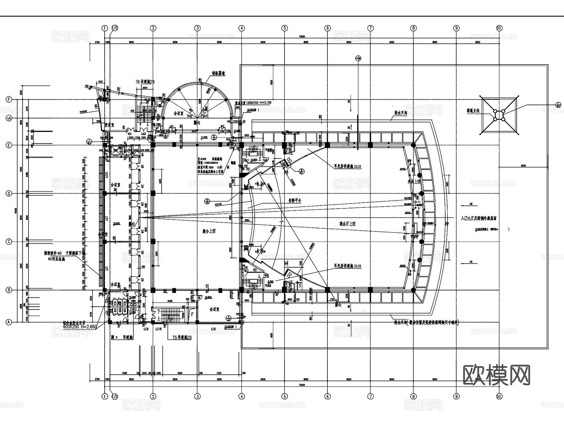 南海影剧院剧场建筑设计CAD施工图全套cad施工图