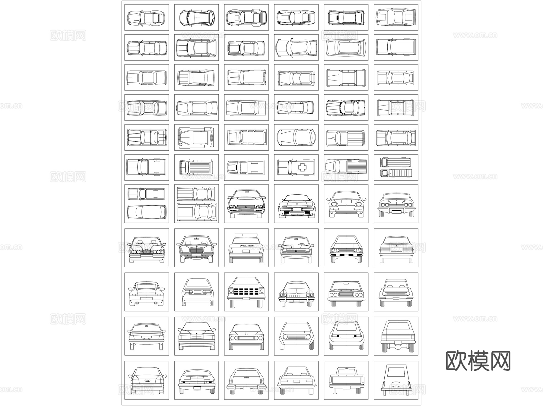 人物汽车交通工具平立面CAD施工图图例合集cad施工图