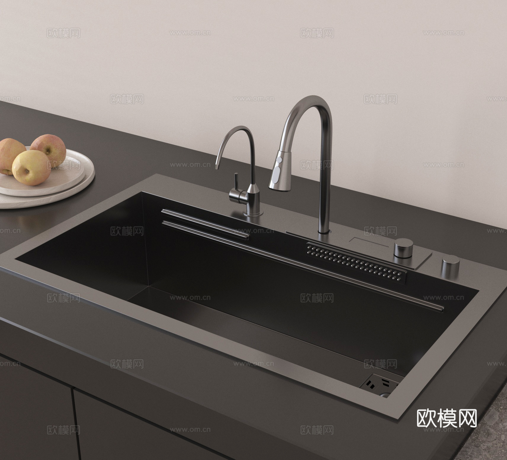 现代水槽 不锈钢水槽 洗菜池 水龙头su模型