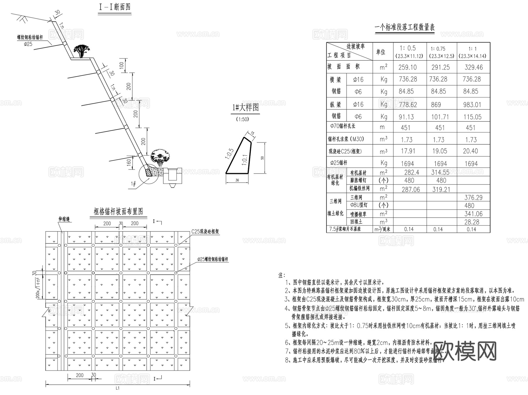 路基边坡绿化挂网通用图CAD施工图集cad施工图