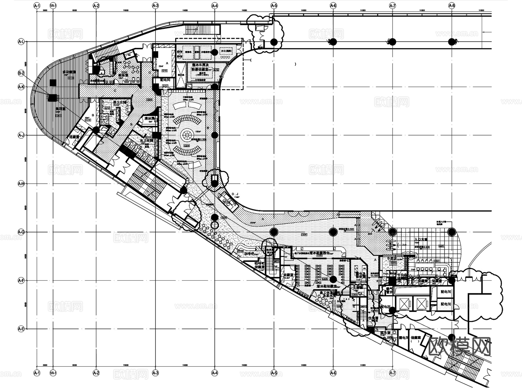 上海万象城室内溜冰场装饰CAD施工图全套cad施工图