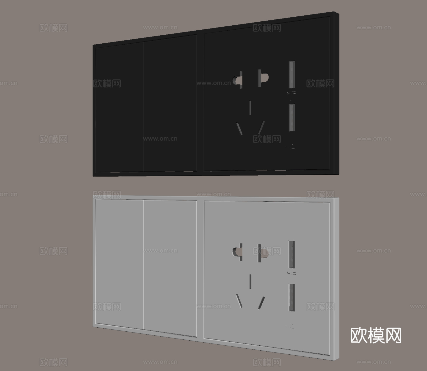 现代开关插座su模型