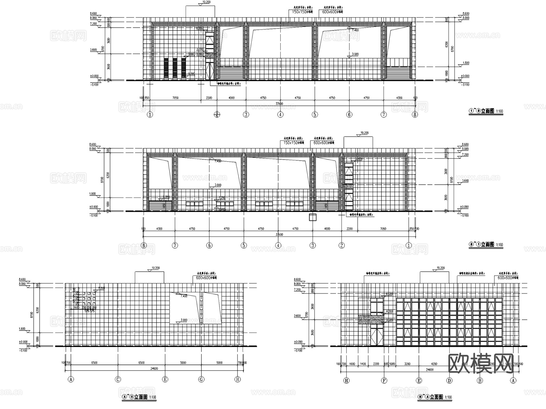 青山湖科技城垃圾中转站建筑CAD施工图全套cad施工图