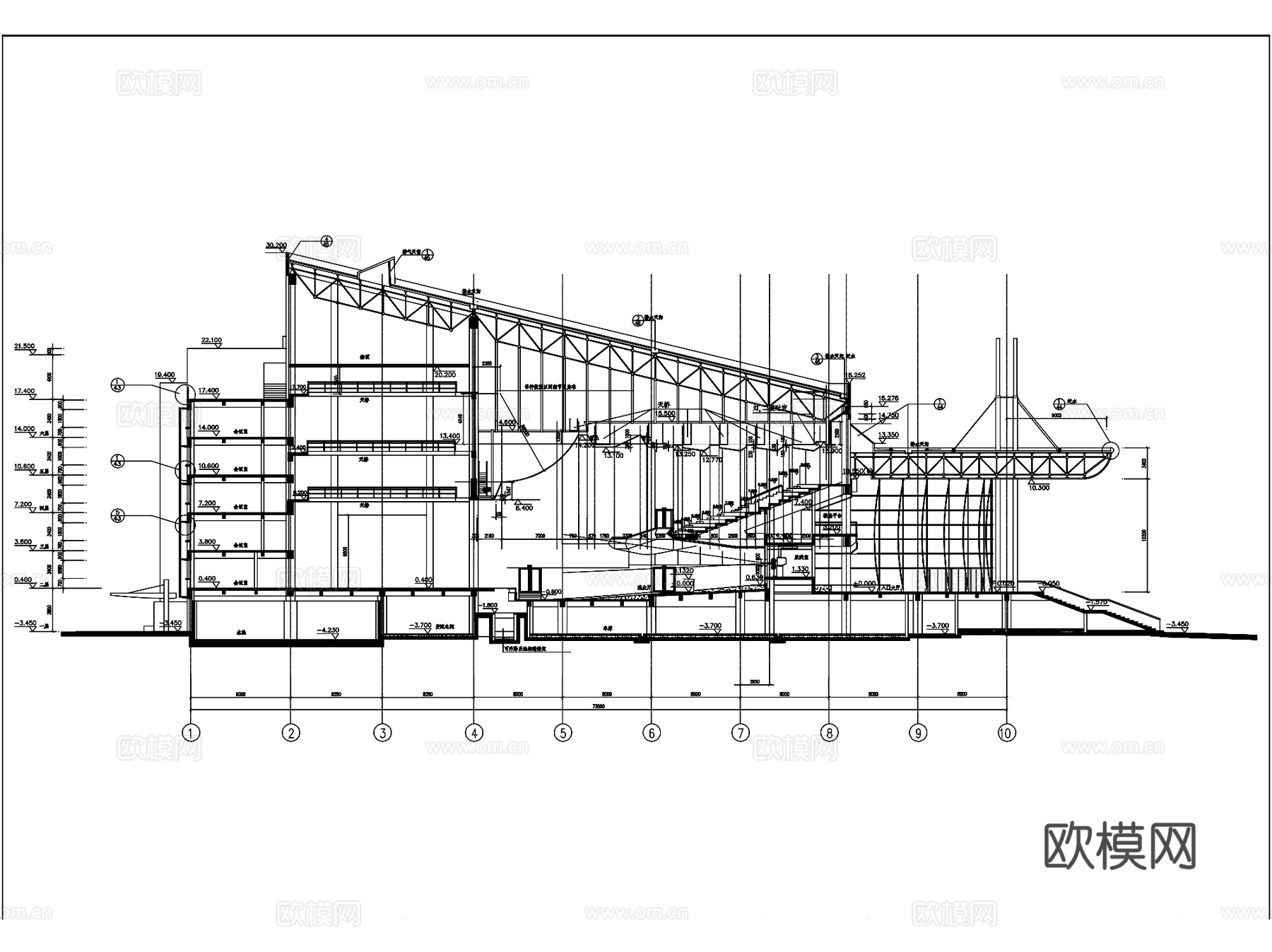 南海影剧院剧场建筑设计CAD施工图全套cad施工图