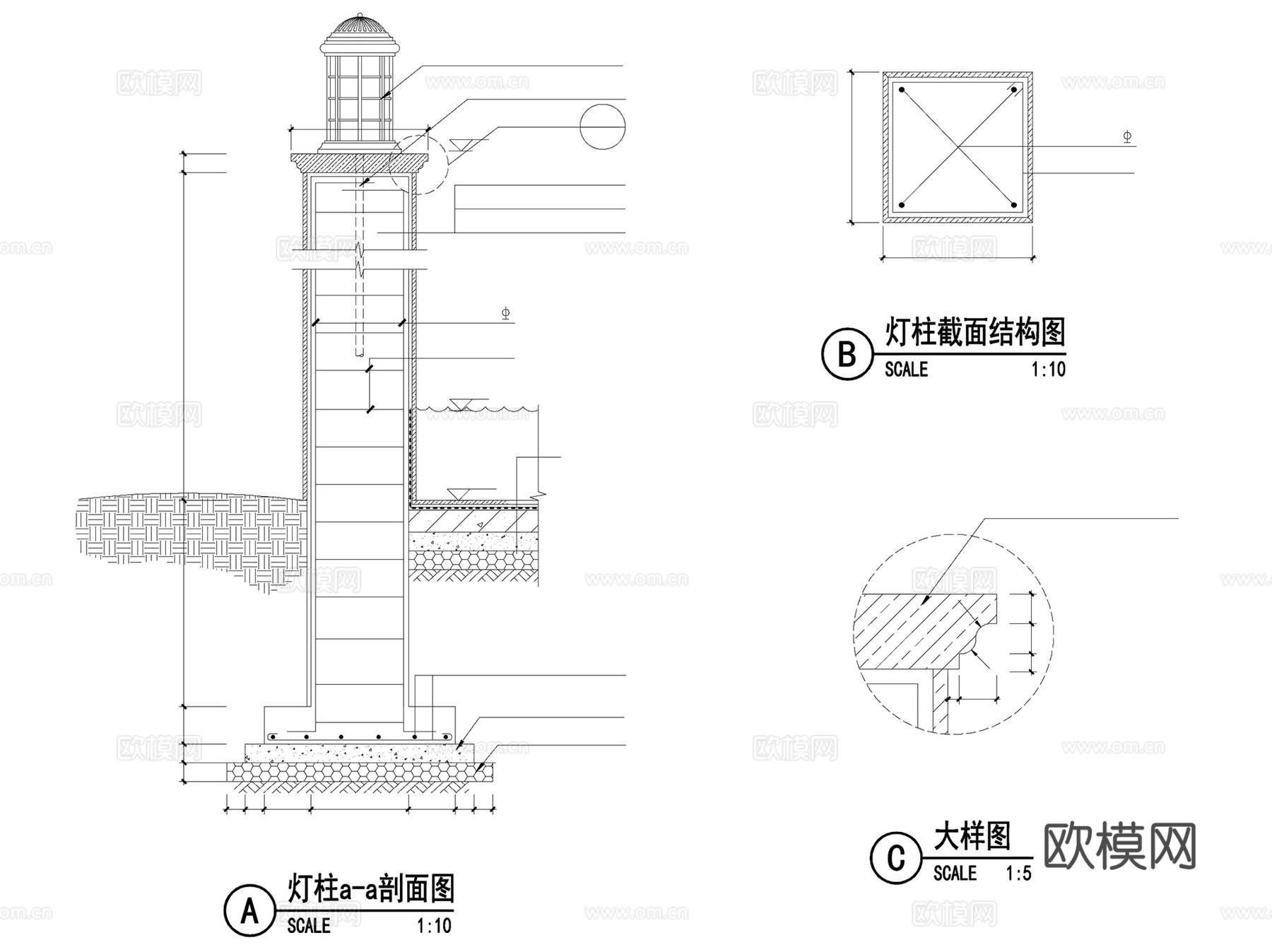 欧式叠水景墙水景景观CAD施工图详图集cad施工图