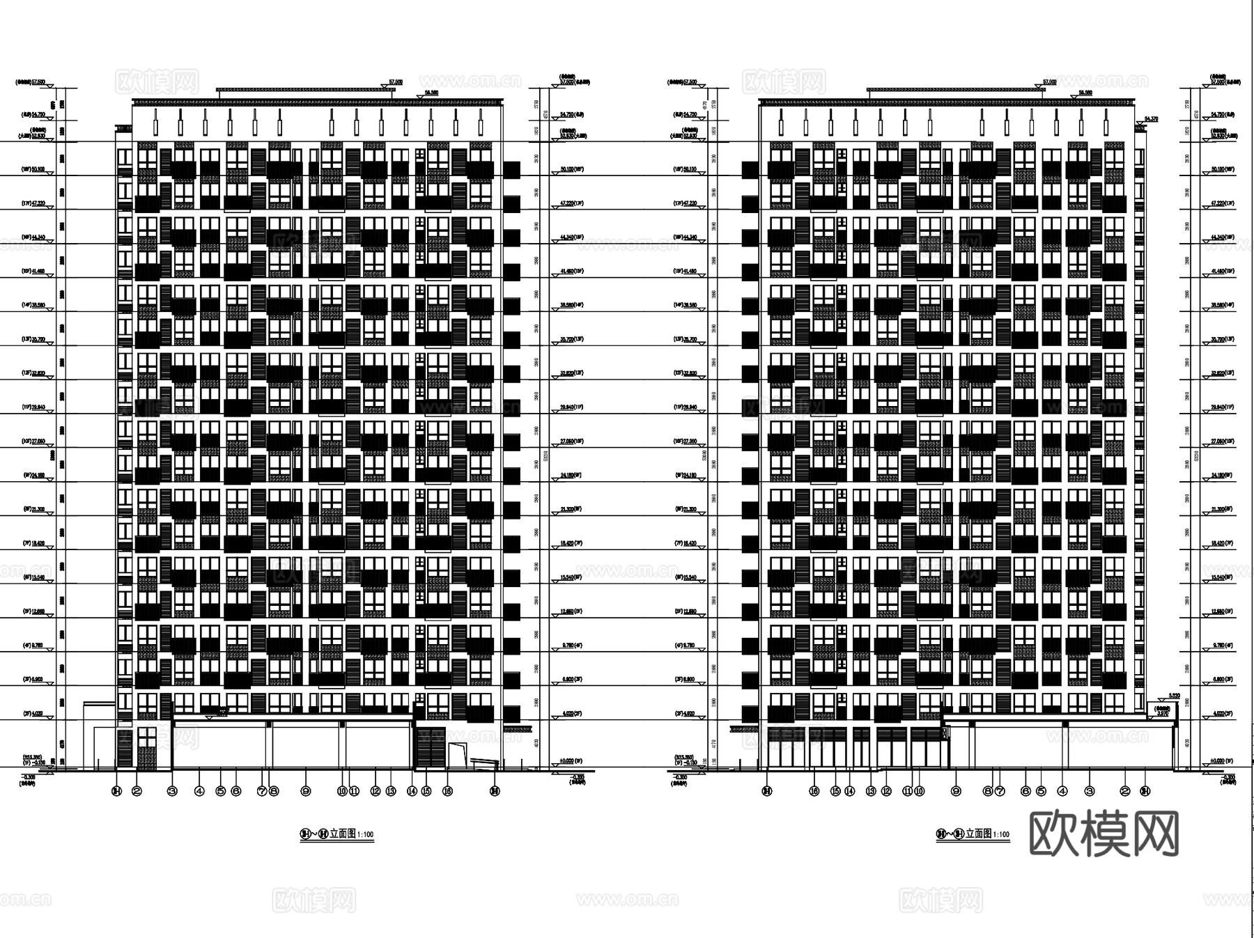绿地成都派克公馆住宅建筑立面材料控制CAD施工图全套cad施工图