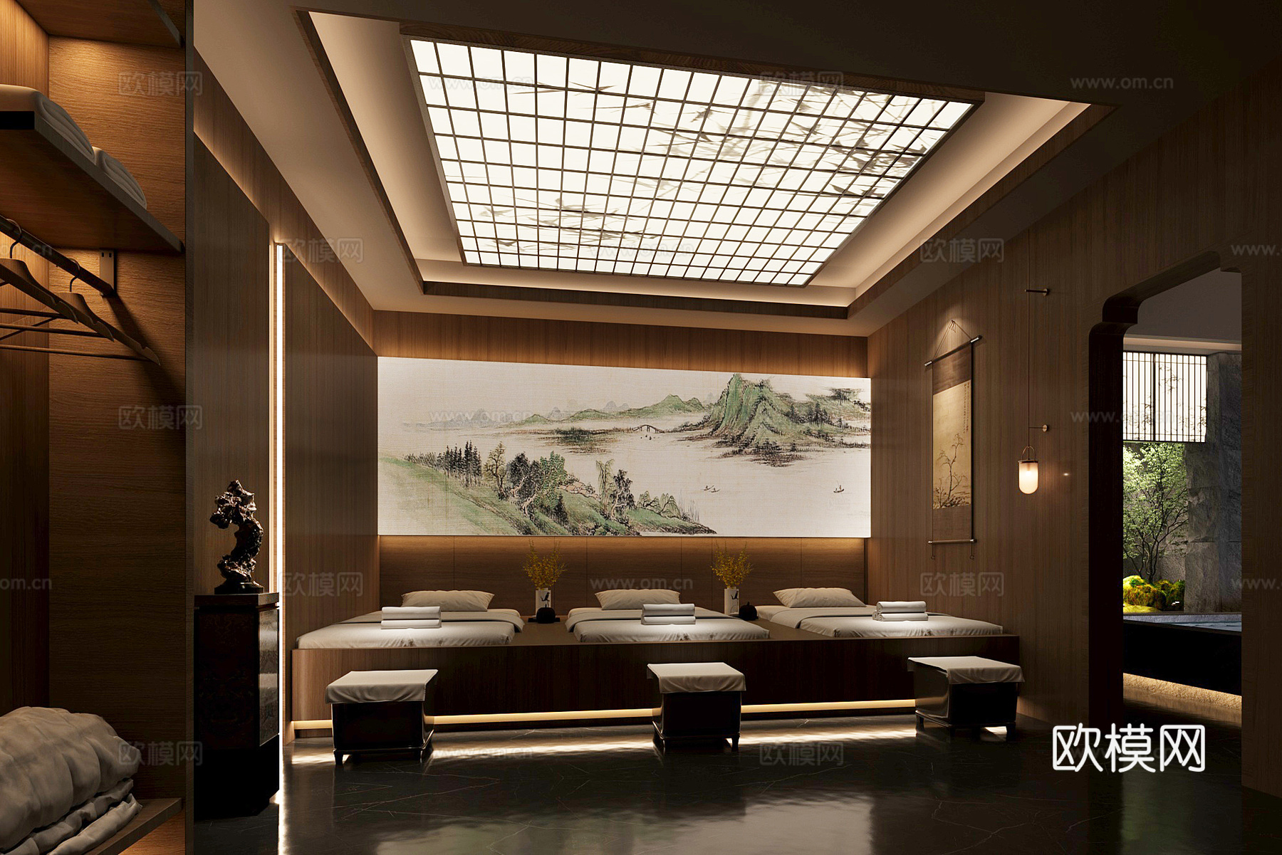 新中式psa 洗浴包间3d模型3d模型下载（渲染图1）