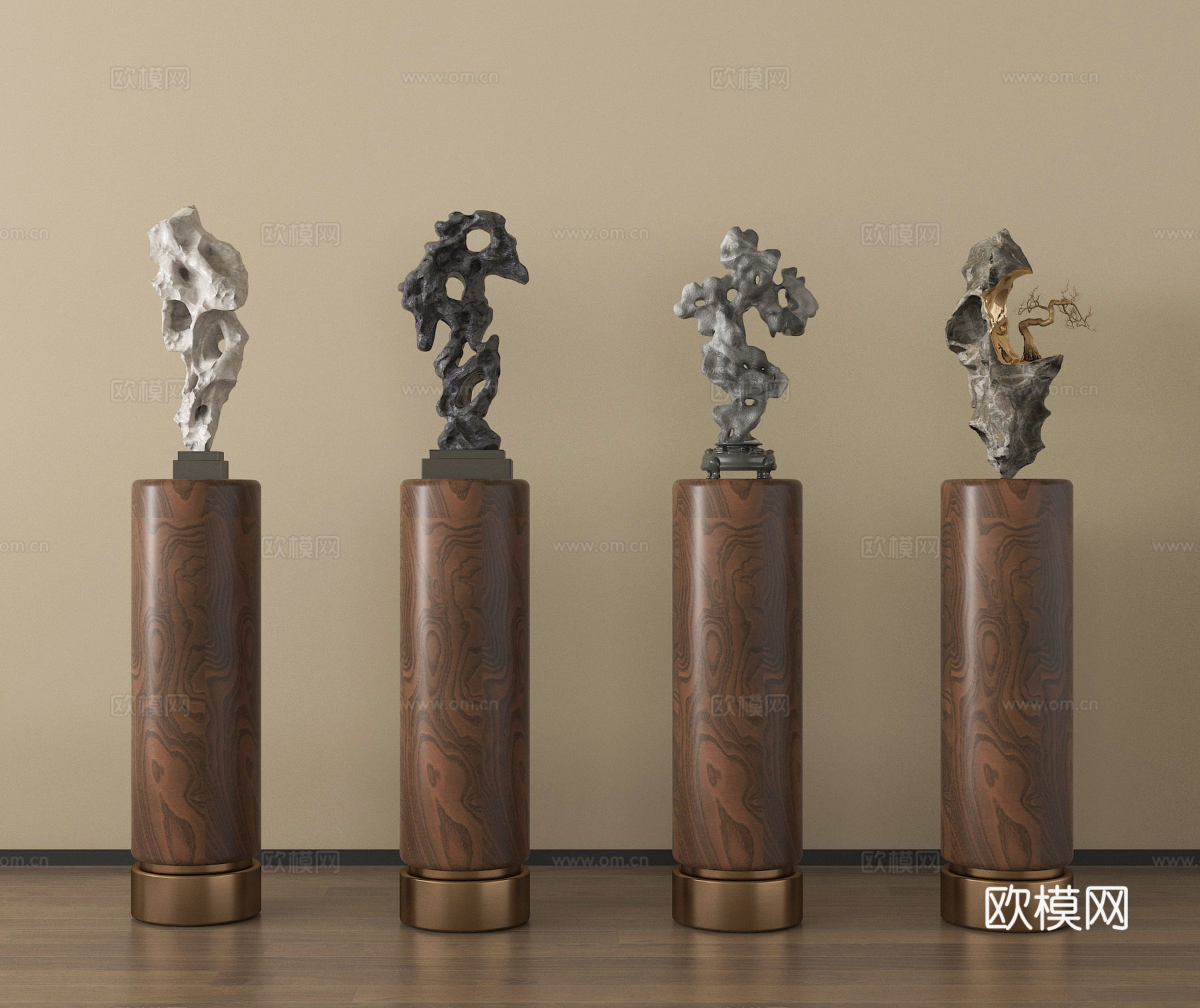 新中式雕塑摆件 异形雕塑su模型
