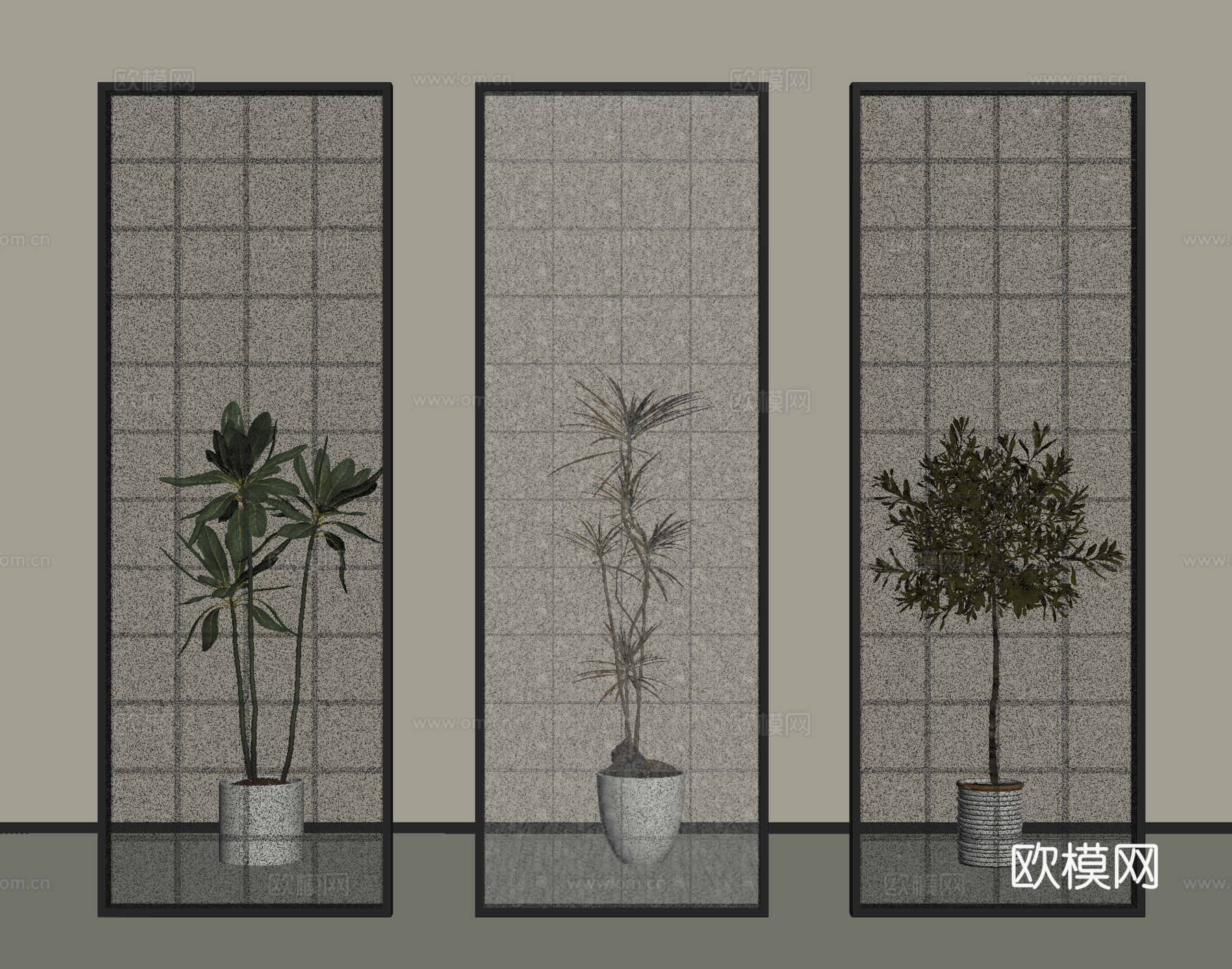 现代玻璃隔断 玻璃屏风隔断 玻璃砖隔断su模型